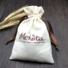 Sacchetti regalo in cotone gioiello botte di gioielli cofano packaging personalizzato trucco per perle bottiglia tasca sacca per sacchetti di cotone naturale logo