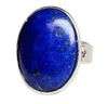 Klusterringar fyjs unik silverpläterad ellipsform resizable finger ring lapis lazuli för festsmycken