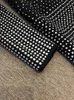2024 Spring Black Hot Drilling Sticked Mini Dress Long Sleeve V-Neck Gradient Color Short Casual Pencil Dresses O3O072700