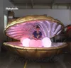Atacado personalizado dourado inflável clam shell iluminação gigante ar soprado modelo animal marinho led balão de mexilhão com pérolas para decoração de casamento