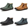 2024 High-Top Leather Casual Shoes Brown Blue Green Black Men's Slip-On Plus Size Sports Sneakers värme Gai