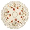 Nappe de table ronde en dentelle florale, couverture brodée rurale, décorations pour salle à manger, banquet, fête d'anniversaire, 1 pièces