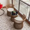 Camp Furniture Outdoor Balcony Table And Chair Set Of Three Rattan Chairs