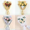 Decorative Flowers 3pcs Hand-Knitted Flower Bouquet Crochet Camellia Valentines Day Wedding Decoration Hand Woven Artificial Dropship