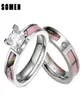 Bröllopsringar Somen Pink Tree Camo Inlay Titanium Par Ring Women Cubic Zirconia Band Men Engagement Jewelry Lover AllianceWeddi6058394