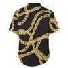 Herren Freizeithemden Golden Chain Links Print Strandhemd Sommer Vintage Blusen Mann Grafik 3XL 4XL