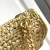 Klassische mittelgroße Designer-Umhängetaschen Raffia-Bag-Ketten Claude Strohboxed Bag für Frauen handgewebe