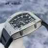 Lastest Wrist Watches Womens Wristwatch RM Watch RM010 Ag WG Back Diamond 18K Platinum Full Diamond Hollow Automatic Mechanical Watch Male