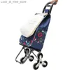 Caddies Portable Escalier Escalade Panier Petit Chariot À Main Ménage Pliable Portable Tige À Main Remorque Chariot À Main D'occasion Q240227