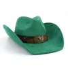 Berets Western Big Brim Cowboy Hat Head's Head Leather Band Leadese Top Outdoor Hats Ladies Party Horse Riding Cowgirl