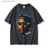 Homens camisetas Rapper Young Thug Thugger Azul Raro Gráfico Camiseta Mens Cool Hip Hop Oversized T-shirt Homem Retro Algodão Manga Curta Camiseta T240227