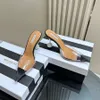 Aquazzura slip på pvc högklackade sandaler kristall strass stilett klackar mulor tofflor lyxdesigner tofflor sandaler för kvinnor middag festskor