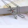 Wolf Tide Dubbele Draak Zwaard Titanium Ketting Hanger Kruis Rijkdom Fortuin Trendy Roestvrij Stalen Ketting Man Rapper Punk Gothic Sieraden Accessoires Groothandel