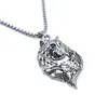 Ny Fashiopn Wolf Head Charm Pendant Halsband Tillbehör Personlighet Domineering Titan Rostfritt stål Röd svart diamant inlagd trendig herrtröja kedja