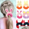 Akcesoria do włosów małe dziewczęta dzieci praca miękkie liny dziecięce uszy kreskówki Elastyczne kucyk Ponytail Dzieci No Crease Bobbles Bow Dhkzh