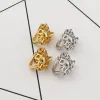 Stud Classic Hyfop w stylu Hiphop Copper Tiger Head Green Eye Stud Neutral Jewelry Prezent E0497