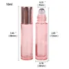 6/12/24 pièces 5 ml/10 ml Rose/Rose mat/verre Transparent rouleau sur bouteille avec bille roulante en acier inoxydable pour parfum huile essentielle 240226