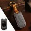 Luxury Leather Key Case Cover FOB Protector Car Accessories for Honda 2016 2017 CRV Pilot Accord Civic Keychain Holder Keyring