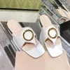 Golden Hardware Buckle Decoration tofflor Kvinnor Flat Toe Clipped Sandals Luxury Designers High Shoes Factory Factwear 35-41 med låda