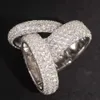 RTS Fashion Style Mans Sterling Sier Full Ice Out Moissanite Diamant Hip Hop Rappeur Bague Cubaine