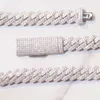Yu Ying 10mm 12mm 14mm bred Gra Moissnaite Diamond Sterling Sier Hip Hop Necklace Cuban Link Chain för män