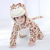 Halloween Animal Giraffe Baby Clothes Boy Girl Romper Bodysuit Pajamas Winter Flannel Infant Kigurumis Hooded Overall Ropa bebe 240219