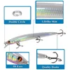 10pcslot Long Minnow Fishing Lure 13cm 15g عائم متذبذب صلبة Crankbait 3D عيون الطعم الاصطناعي سمك السلمون المرقط Carp Carp Fishing 240220