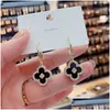 Studdesigner örhänge Clover Studs Ear Clip Mother of Pearl Mid Size Ladies Sier Ring for Women Drop Delivery Jewelry Earrings DHVXY