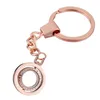 Keychains 3st 3Colors väljer Rhinestone Rotated Round Glass Floating Locket Keychain Key Ring Pendants Fit Charms