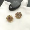 الأزياء الفرنسية Zircon Zircon Sunflower أقراط للسيدات الفاخرة الفاخرة الراقية البساطة عبر الإنترنت المجوهرات الساحرة الحمراء