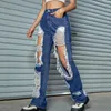 Jeans femininos mulheres nádegas rasgadas calças de perna reta para mulheres na moda 90s booty levantamento calças jeans elegantes