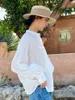 Women's Blouses Elegant Chic Shirt Blouse Lace Cotton Summer Spring Long Lantern Sleeve Women White Vocation Casual Ladies Tops