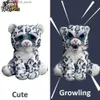 Plyschdockor feisty husdjur roliga ansiktsförändringar mjuk leksak fylld med arga djur för barn snö leoparder hunddockor björn pandas q240227