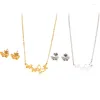 Necklace Earrings Set Stainless Steel Women Jewelry Butterfly Gold Color Female Gifts