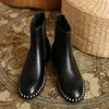 Buty jesień i zimowe buty kostki naturalne skórę plus w rozmiarze 22-26,5 cm górna pełna skóra łańcuch perłowy Chelsea buty