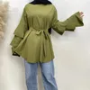 Etniska kläder Solid Abayas för kvinnor Plus-storlek Top Dress Dubai Abaya Turkiet Islam Muslim Marocain Musulmane Longue