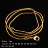 18K gold chain necklace 1mm 16in 18in 20in 22in 24in 26in 28in 30in mixed smooth snake chain necklace Unisex Necklaces HJ269256w