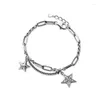 Charm Bracelets Vintage Silver Color Crystal Tassel Star Bracelet &Bangle For Women Elegant Jewelry Gift Sl275