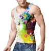 Tobs de débardeur masculine pour hommes Summer Carnival Rainbow Gilet avec personnalité unique sans restriction et enthousiaste Festival 3D Men imprimé t-shirt