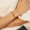 Mode Zircon trombone conception lien chaîne en acier inoxydable Bracelet Bracelet pour femmes filles cadeaux n1491