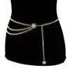 Ceintures élégantes ceinture de chaîne multicouche pour femmes mode or argent couleur métal taille haute robe de corps dame gland252u