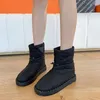 Stiefel Baumwolle Damen Slip-on Winter Plüsch Verdickter Schnee Vielseitig Lässig Warm Halten Fell Wasserdichte Stiefeletten