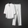 Летний стиль, мужская мода, повседневная однотонная футболка, костюм, мужской комплект из двух предметов 5xl 240223