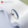 GIGAJEWE 9K/14K/18K Giallo/Bianco Oro massiccio Rotondo Blu Rosa Giallo Moissanite Anello Fascia di fidanzamento Anello Mezza Eternità