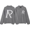 Reprezentuj litery duże logo Jacquard Lapel Pullover Loose Sweater Pullover dla mężczyzn i kobiet J9qi#