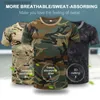 Herr t-shirts män kamouflage t-shirt casual taktisk t skjortor kort ärm militär last t shirt snabb torr utomhus gym topp tees manliga kläder t240227