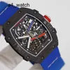 Highend polshorloge Vrijetijdshorloge RM Watch Rm67-02 Automatisch mechanisch Rm6702 Blauw Ntpt Koolstofvezel Titanium Metalen wijzerplaatmachines Wereldberoemde chronograaf