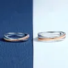 Cluster Rings Classic Rose Gold Cross Pattern Couple Ring For Lover Engagement Accessories Trendy 925 Sterling Silver Male Women Jewelry