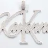 Handgemaakte Design Sier met gratis vuur Moissanite Iced Out Diamond Letter hanger voor Rapper Hiphop sieraden