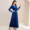 Casual Jurken Ramadan Eid Mubarak Abaya Dubai Turkije Arabische Islam Moslim Mode Hoge Taille Fluwelen Elegante Jurk Met Riem